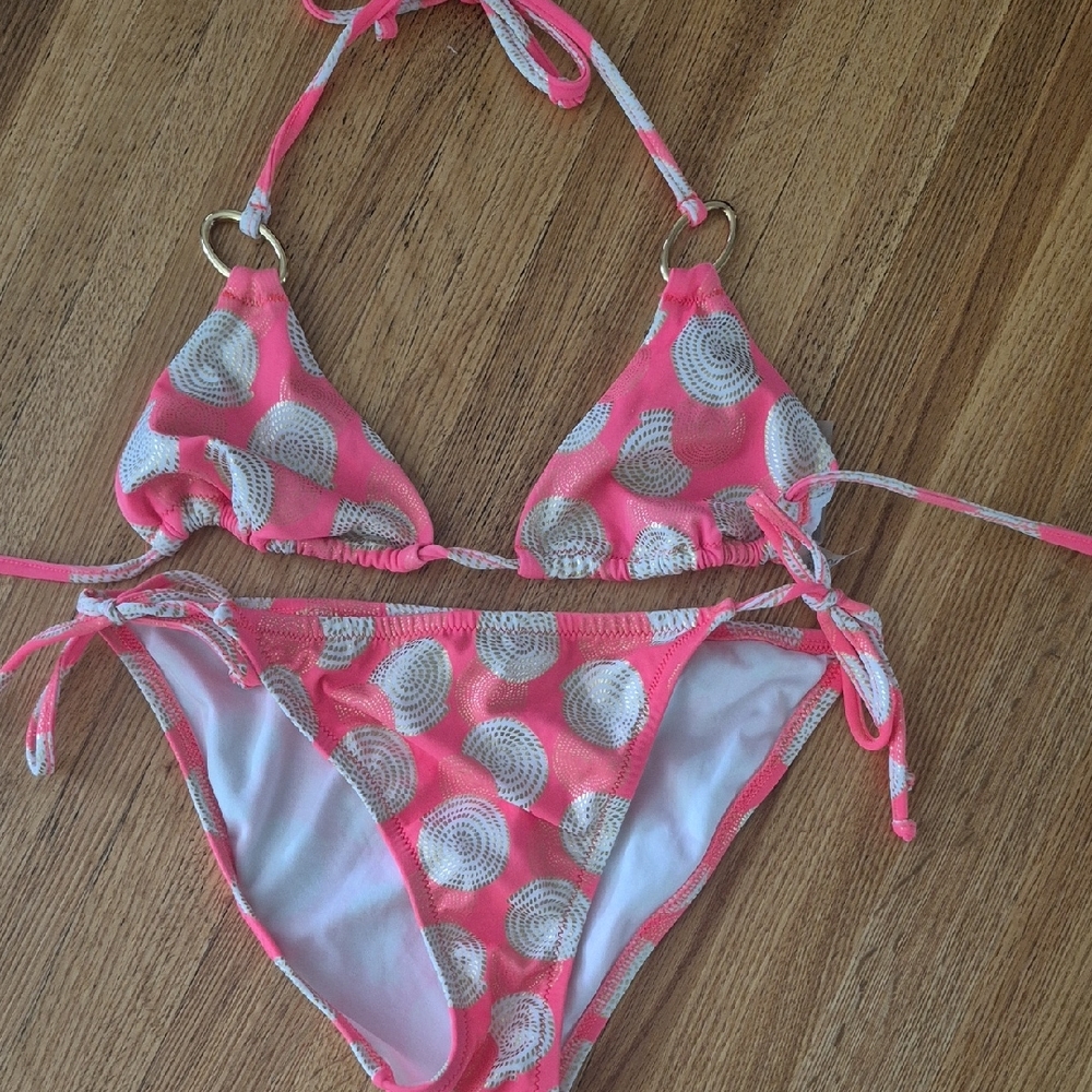 Pink and White Bikini Set